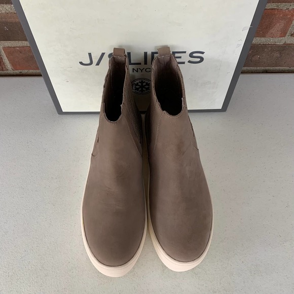 J/Slides Hype Taupe Nubuck High top Slip on Platform Sneakers Women's US Sz 8.5M - Picture 2 of 10